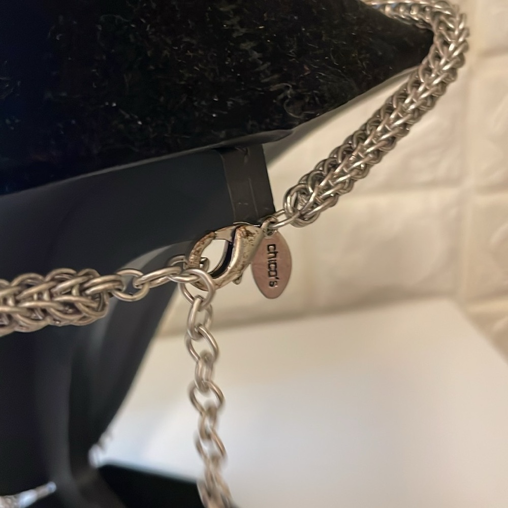 #087. Silver Fringe Necklace - Picture 3 of 4
